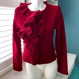 CYNTHIA ROWLEY 100% Wool Jacket Cardigan Red Small